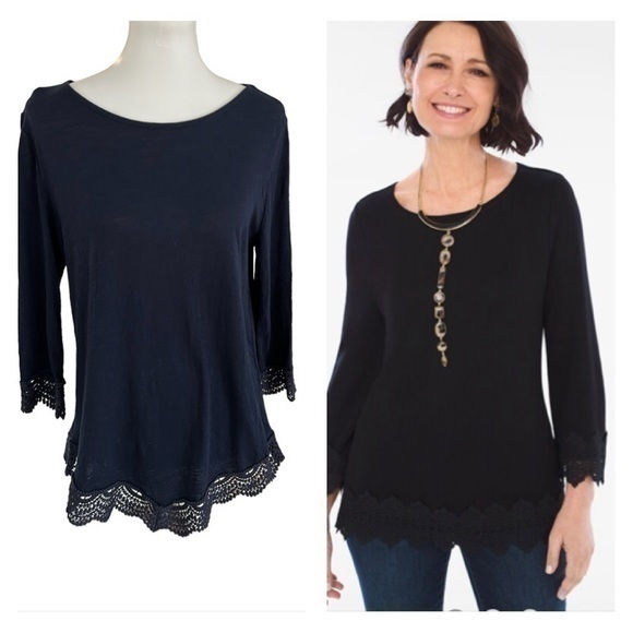 Chico's crochet lace trim top - Picture 1 of 8